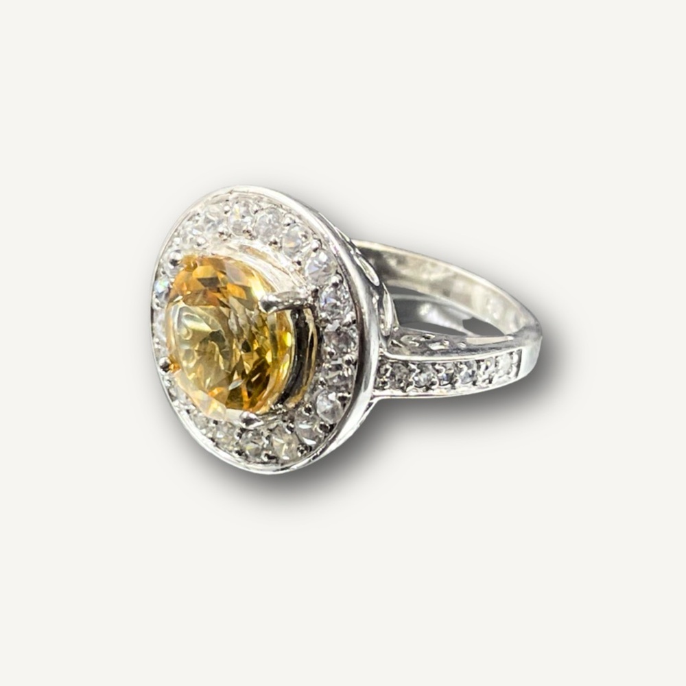 Natural Spinel & Citrine Sterling Silver Ring Size 8
